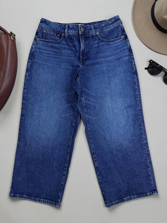 Madewell Denim - Madewell Curvy Perfect Vintage Wide Leg Jeans Women 31P Blue High Rise Crop